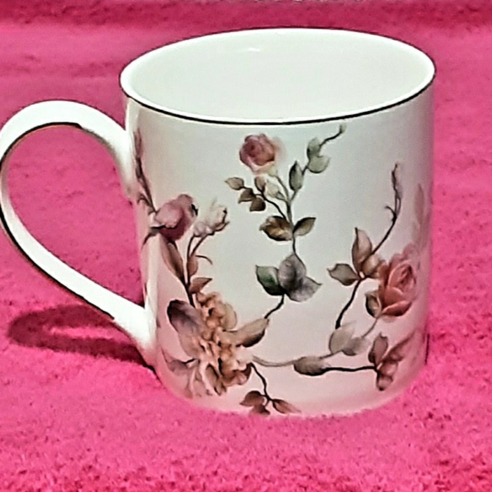 GRACE TEAWARE Porcelain Floral + Birds Handle Tea